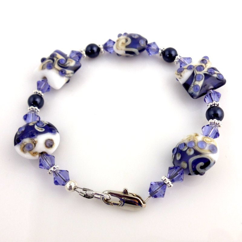 Lavender Lampwork Bracelet Beaded Bracelet Beadwork by ramonahall