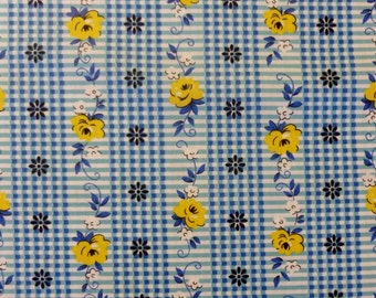 Floral Stripe in Blue by Yuwa of Japan