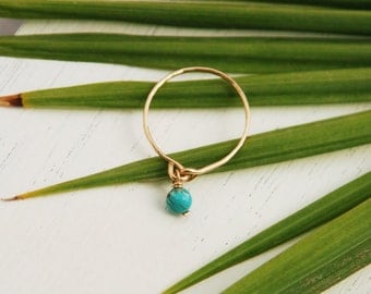 Thin gold ring, dainty ring, tiny turquoise ring, minimalist ring, simple gold ring, gold ring, gold filled ring