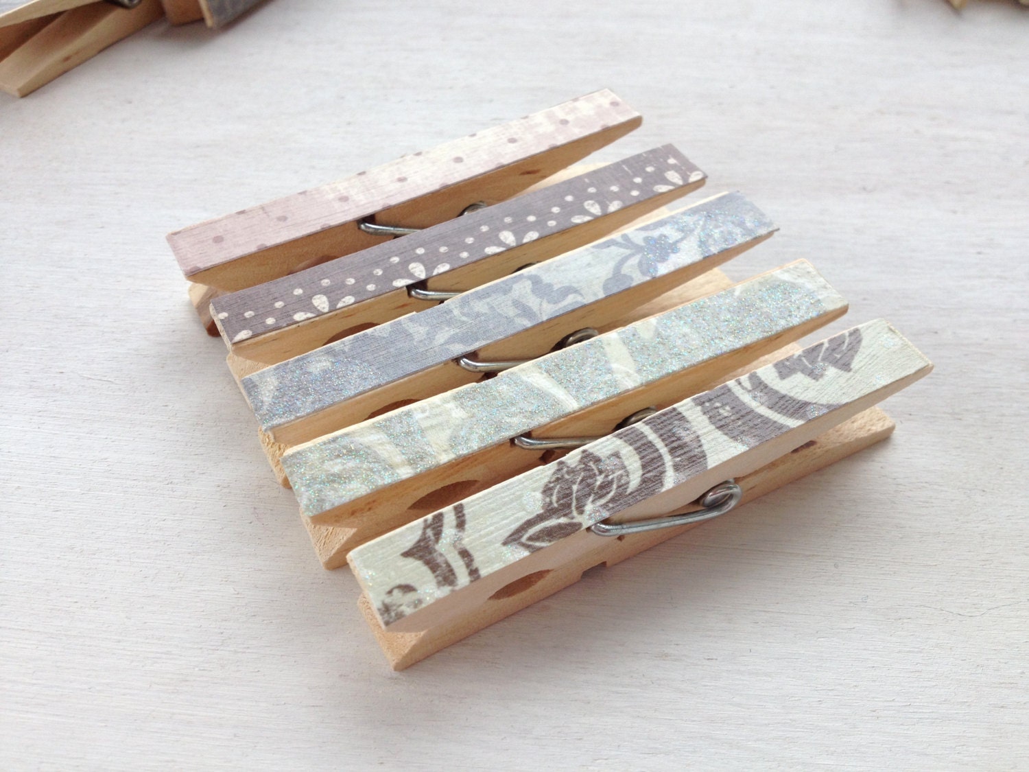 Vintage Print Clothespin Magnets