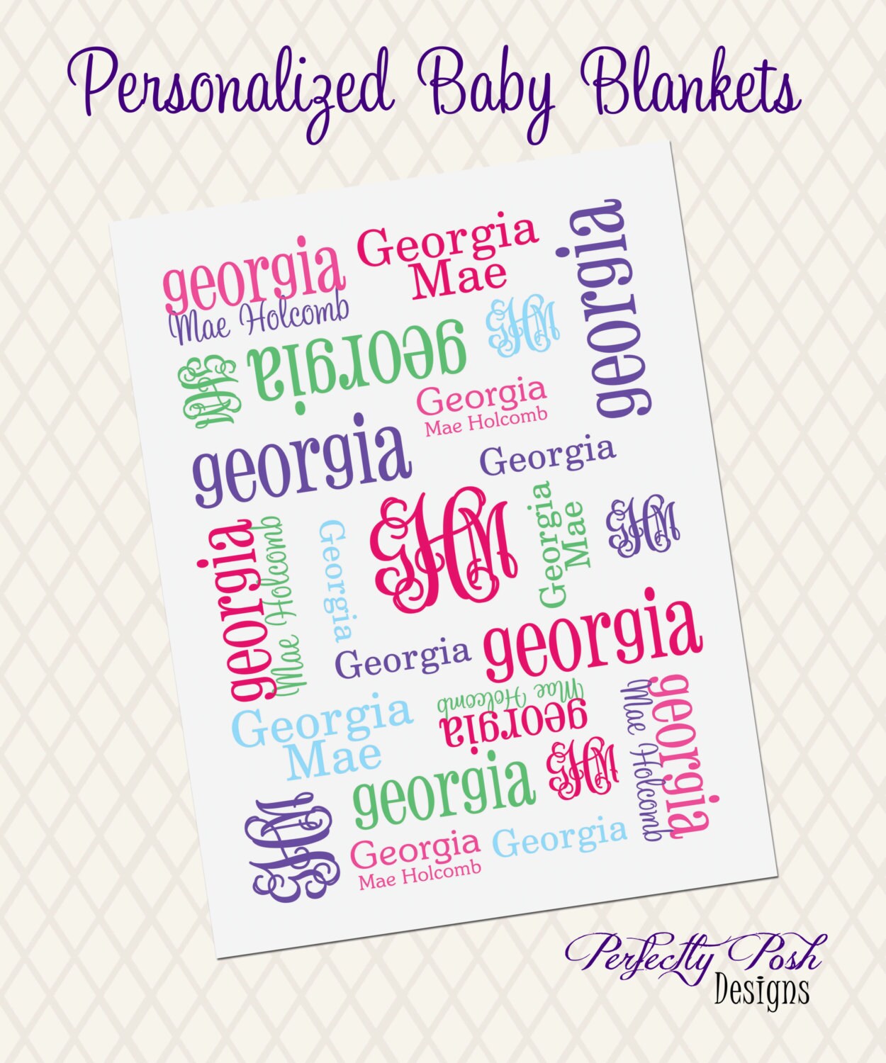 Custom Design and Personalized Baby Blanket by ItsPerfectlyPosh