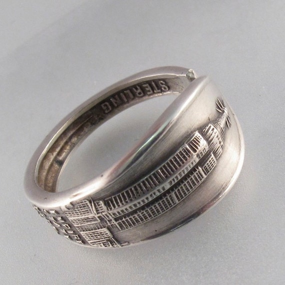 NEW YORK city RING. sterling silver spoon ring. empire state building ...