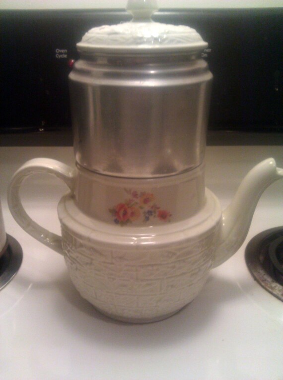 Vintage 1940s 1950s DripOLator Ceramic Drip Floral Pattern