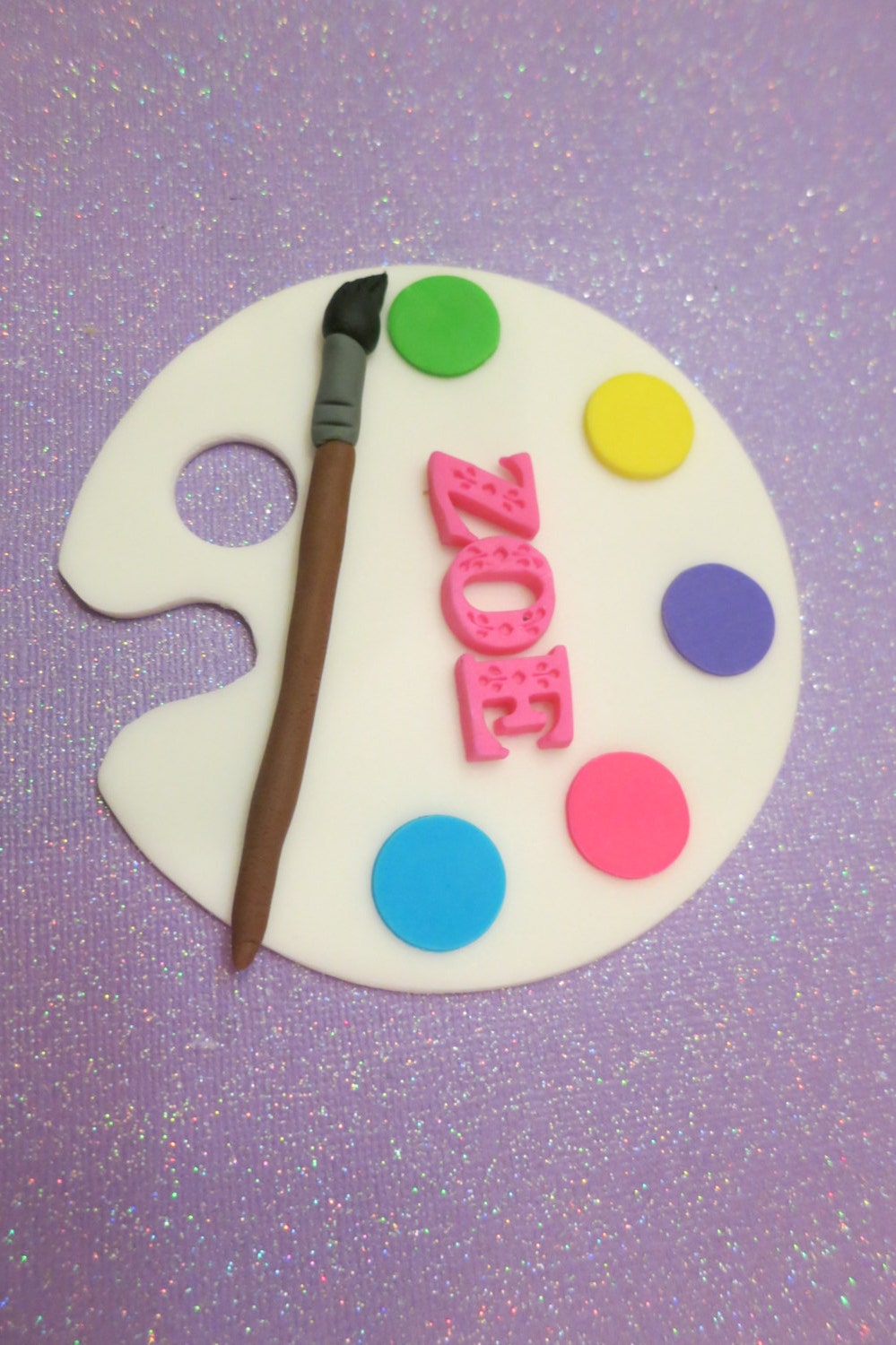 Art Palette paint brush artist Art Party fondant cake topper
