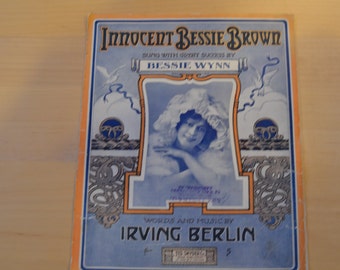 Sheet Music Innocent Bessie Brown by Irving Berlin 1910