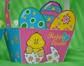 Easter Basket pdf printable gift basket for Easter egg hunt with Easter bunny, Easter chick and Easter eggs DIY craft INSTANT DOWNLOAD Il_170x135
