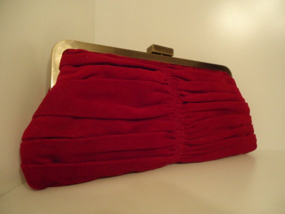 red velvet evening bag