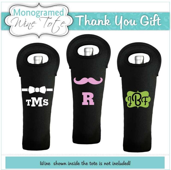 Wine Totes Personalized for Giving as Wedding Favors by Markeza