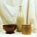 Antique French Bottle Beige Stoneware with Salt Glaze / French Decor / Primitive Decor / Normandy