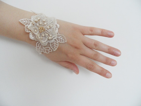 lace bracelet, gold lace bracelet, bridal bracelet, bridesmaid bracelet, wedding bracelet