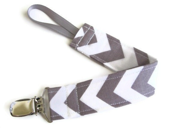Pacifier clip for baby  - Gray Chevron - paci holder GumDrop Nuk pacifier clip Soothie