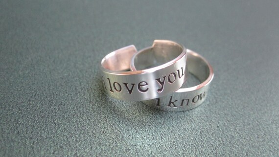 I love you ...i know 2 rings Solid sterling Silver