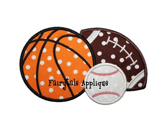Digital Machine Embroidery Design - Sports Balls Applique
