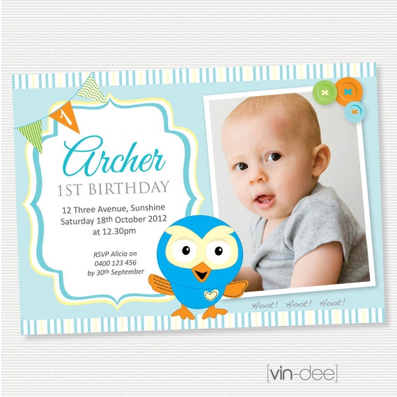 Hoot The Owl Birthday Invitation with Photo DIY Printable