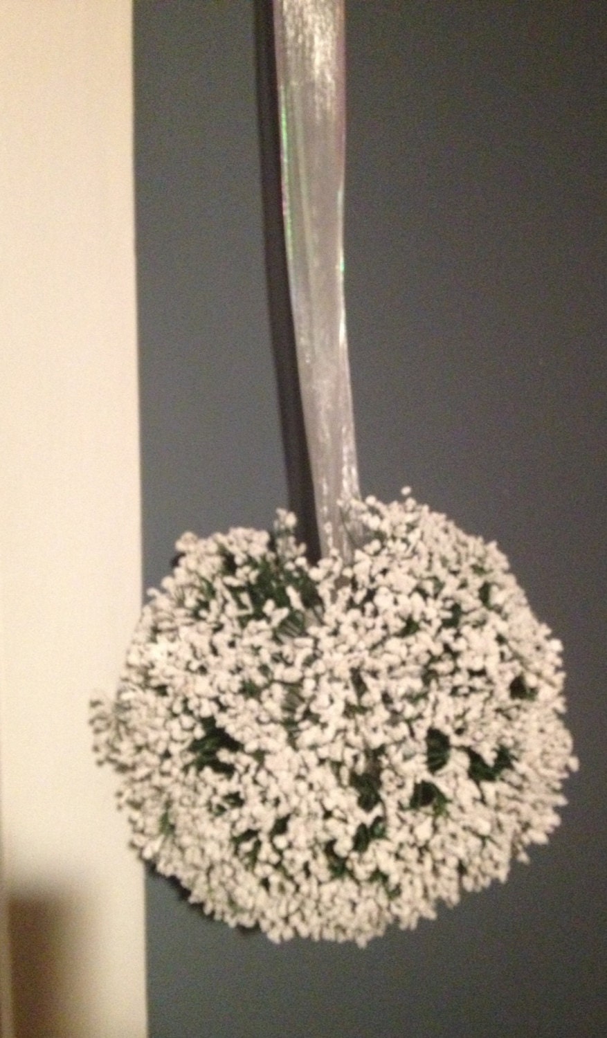 Wedding decor baby breath kissing ball by DesignsbyDazey on Etsy