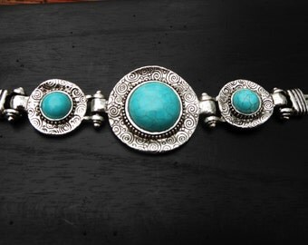 Southwestern Style Vintage Swirl Turquoise Bracelet