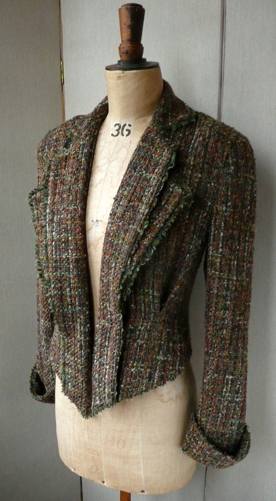 Tweed Jacket 1930s Tuxedo cut in modern colorful by AllyFashion