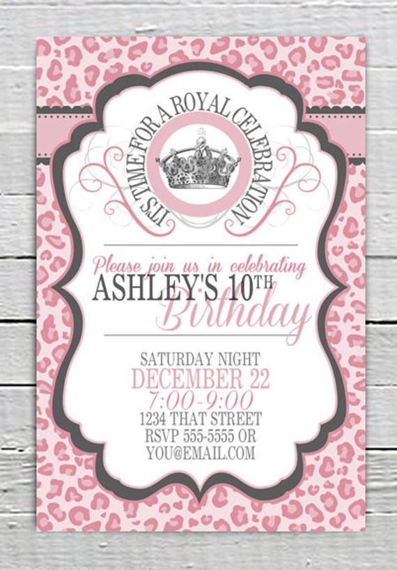 Pink Cheetah Print Birthday Invitations 6