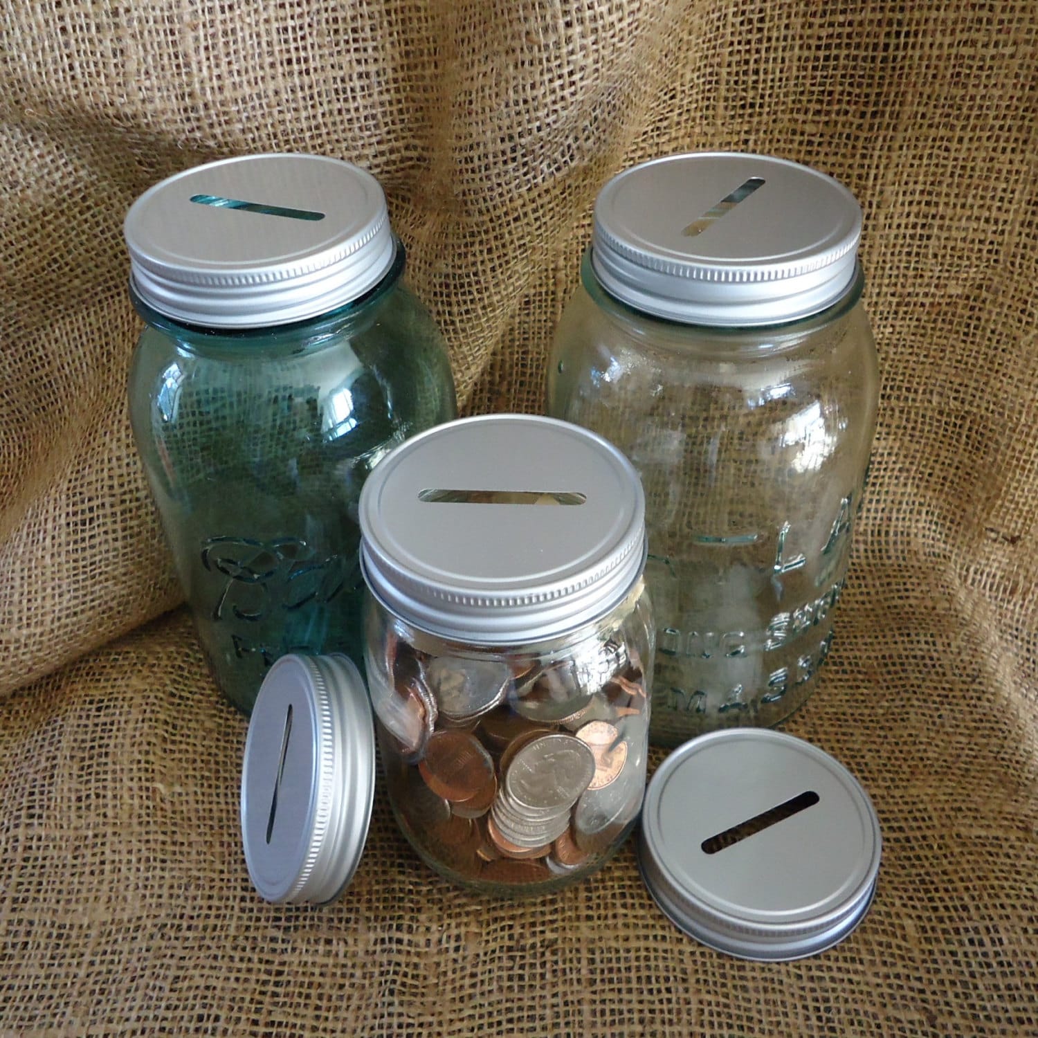 Slotted Mason Jar lid coin jar lids for banks donation jar