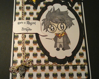 Harry Potter Card, Hogwarts Card, Personalised Harry Potter, Harry Potter, Gryffindor Card, Hermoine Card, Owl charm on card.