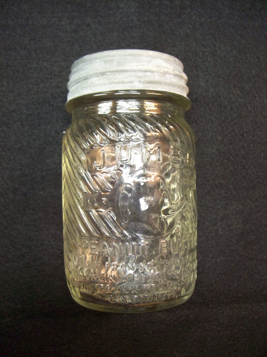 Vintage Glass Jumbo Peanut Butter Jar with by InTheSkeletonsCloset