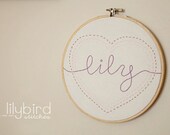 Personalize Heart Hoop 6 inch hand embroidered hoop display