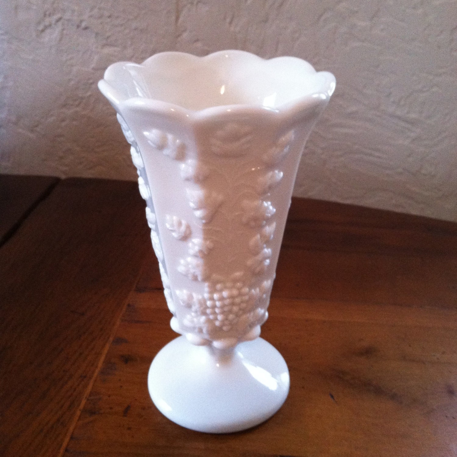 Vintage Westmoreland Milk Glass Paneled Grape Vase