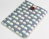 Elephants Kindle HDX 7 Cover, grey tablet case, padded gadget sleeve, Paperwhite cover, Nexus 7 case, tablet travel case, Kobo Aura cover