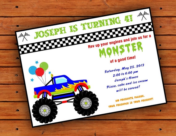 Monster Truck Invitations 6