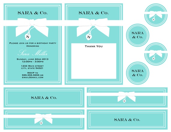 Tiffany & Co Birthday Party Pack - DIY - Printable Il_570xn