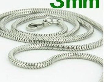 5pcs 18inch 3mm silver plated snake chain silver necklace