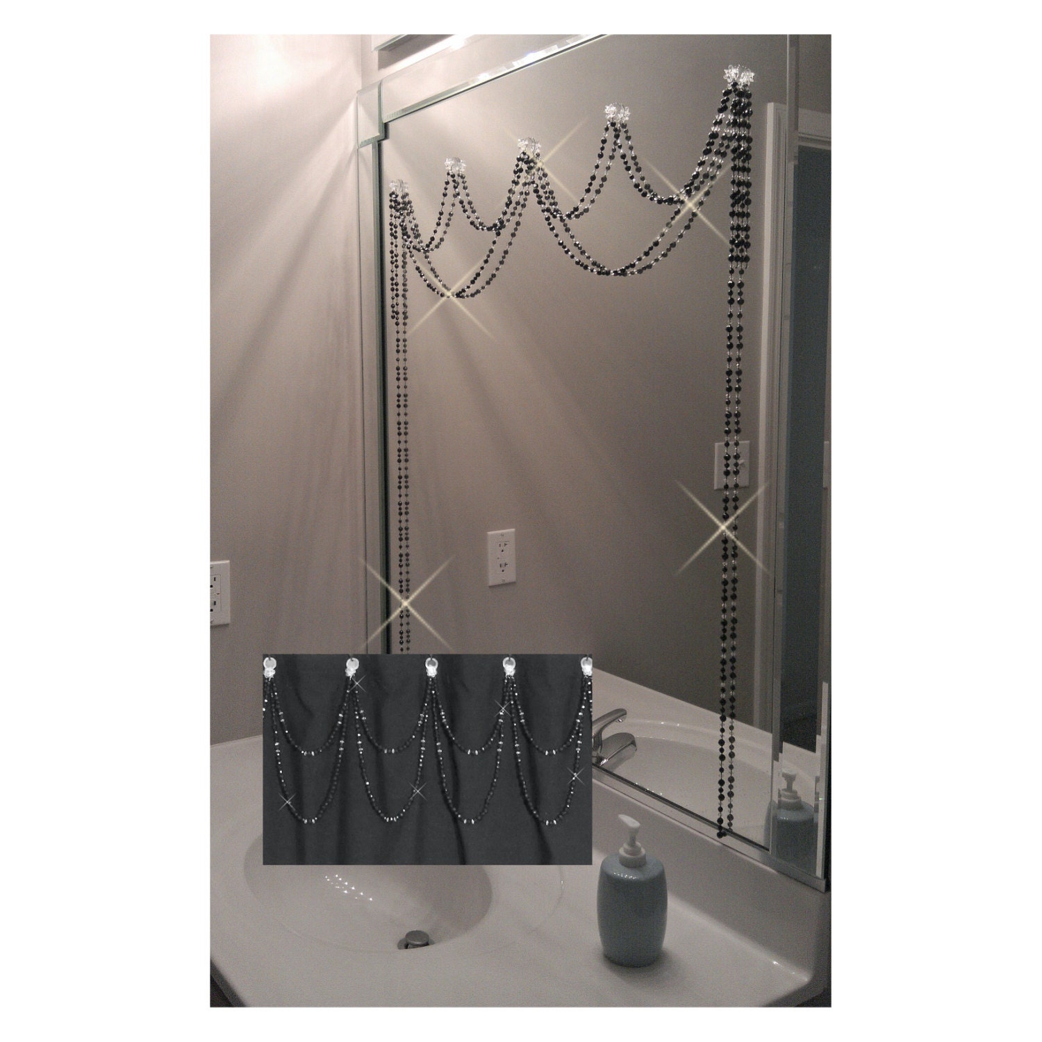 Mirror Bling..... Black and Crystal.....Adjustable