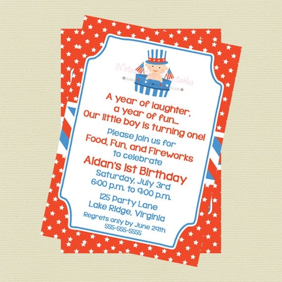 Printable Patriotic Boy Birthday Invitation Il_570xn