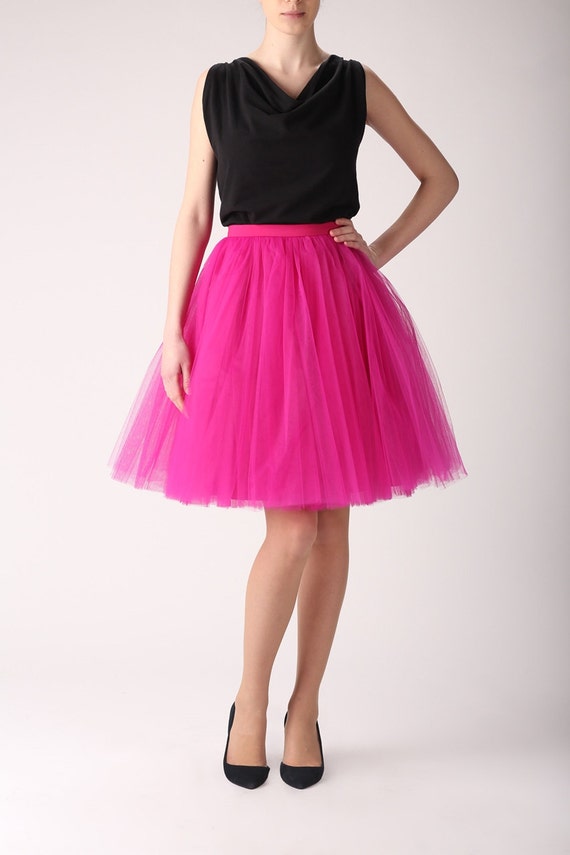 Items similar to Adult pink tulle skirt, fuxia tutu skirt, petticoat ...