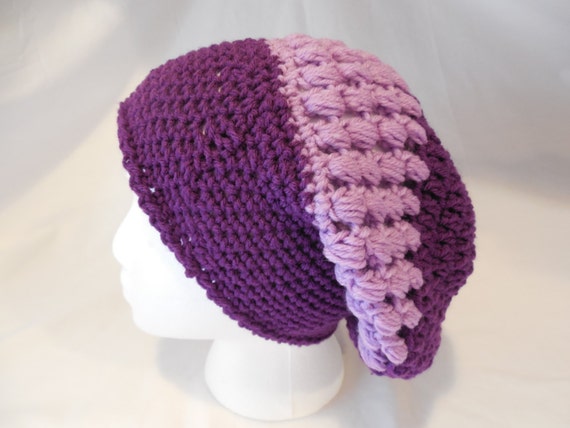 Purple Crochet Slouchy Hat Crochet Purple Handmade