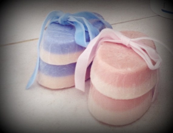 3 Ambrosial Peach Pale Blue or Light Pink Luxury Butter Peach Scented Soaps