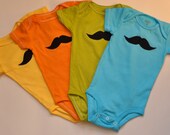 Hand-dyed Bright Summer Colors Mustache Baby Onesie - Your Choice of Color