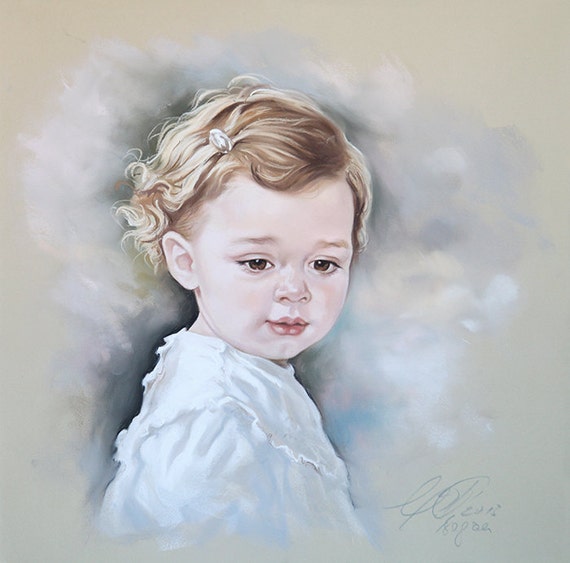 Custom Pastel portrait of a baby girl. Baby portrait