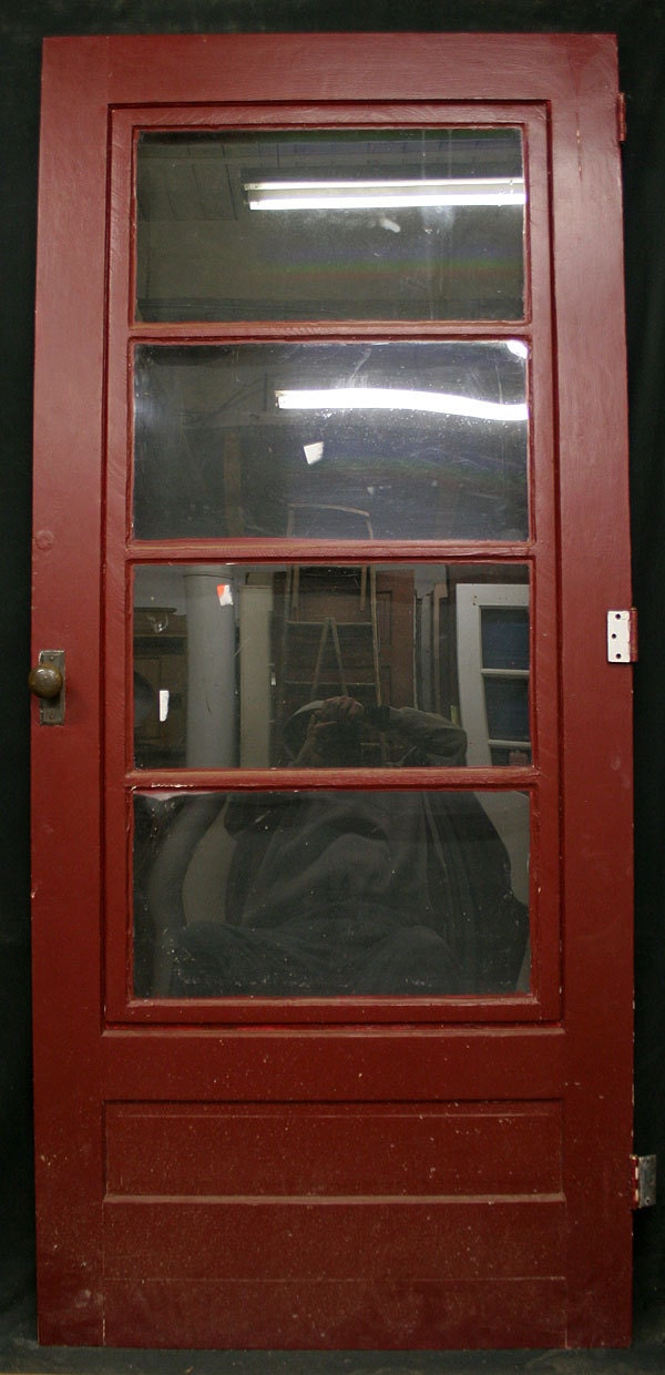 36x80 Vintage Wood  Exterior Entry Storm Screen Door 4 Window