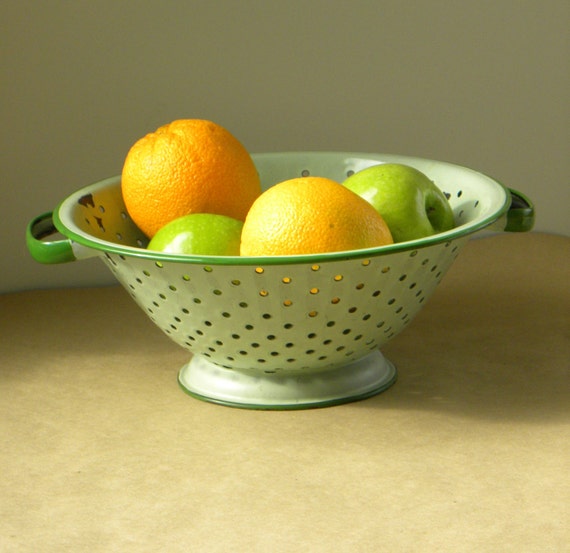 Vintage Mint Green Enamel Colander