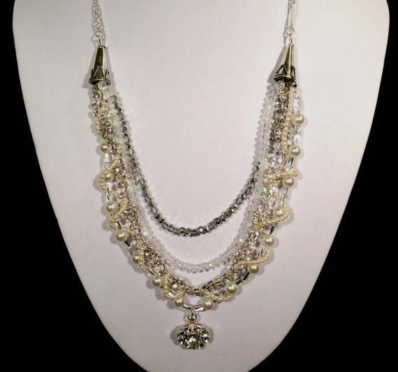 Wedding Pearl Necklace Swarovski Crystalls Swarovski Pearls