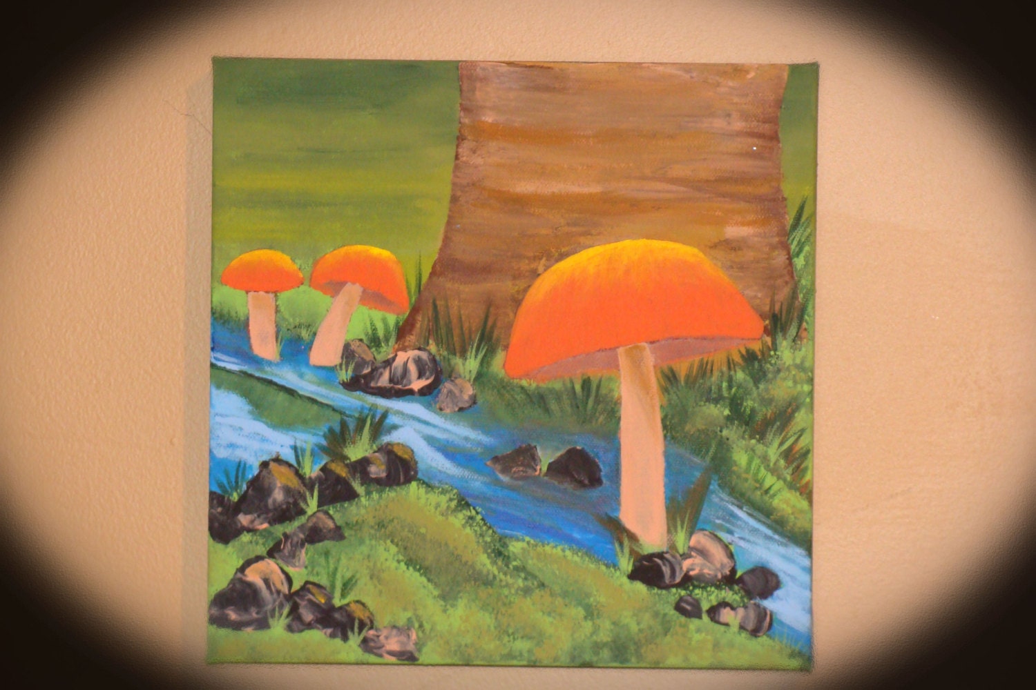 Mushroom painting Original Acrylic Art Mushroom PaintingKids