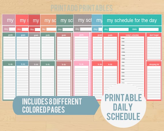 Items similar to Printable Daily Planner Page - Includes 8 different ...