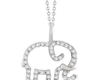 ... Shaped Pave Set Dia mond Accented Necklace 14K White Gold Animal