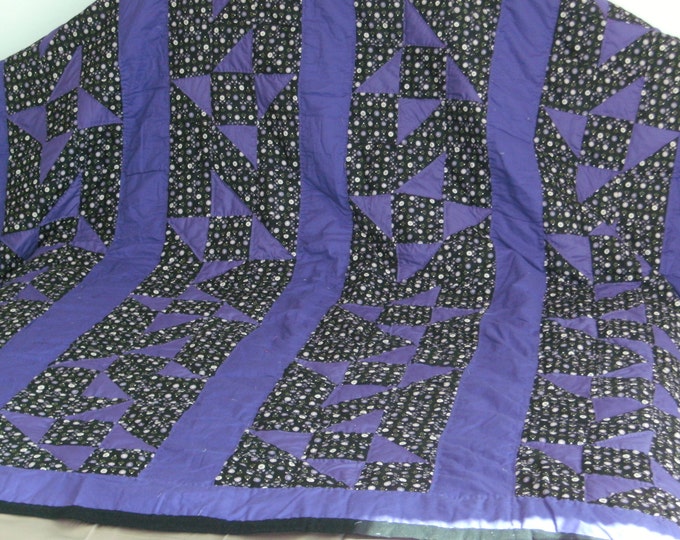 Sale: Patchwork Purple Shoo fly Queen size quilt, Bedding or Modern Quilt