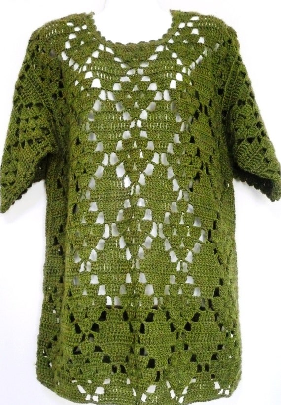 Olive Green Crochet Sweater by Malyshok on Etsy