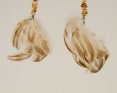 Bali woods shop little feather earring with stones - fairy , pixie , hippie , tribal , amazon ,trance