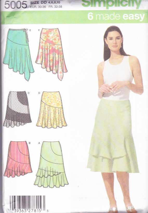 Simplicity 5005 Vintage Pattern Womens Skirt in 6 Variated Hem