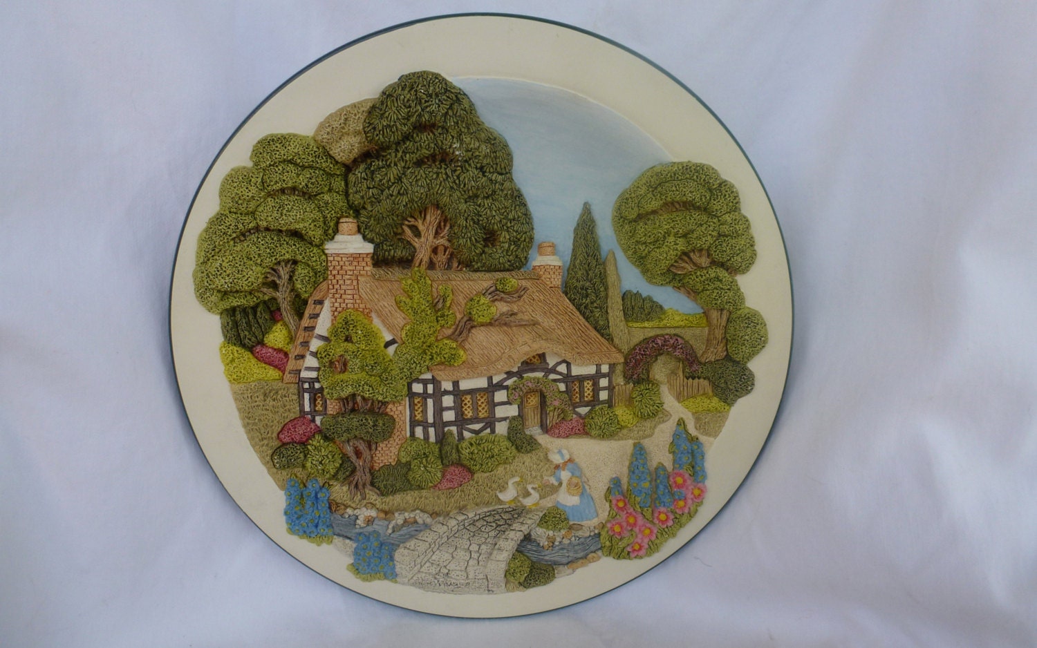 hollyhock cottage decorative plate number one in set of hollyhock cottage decorative plate number one in set of