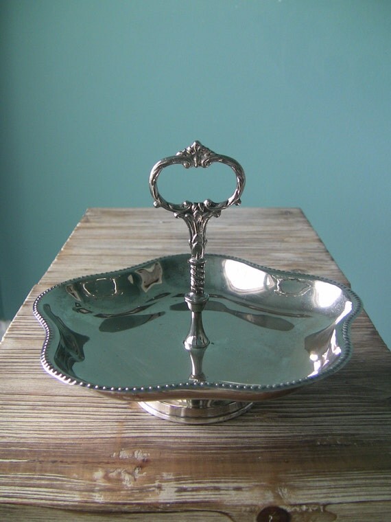 Silver Plated Serving Tray with HandleVintage by MyVintageSoiree